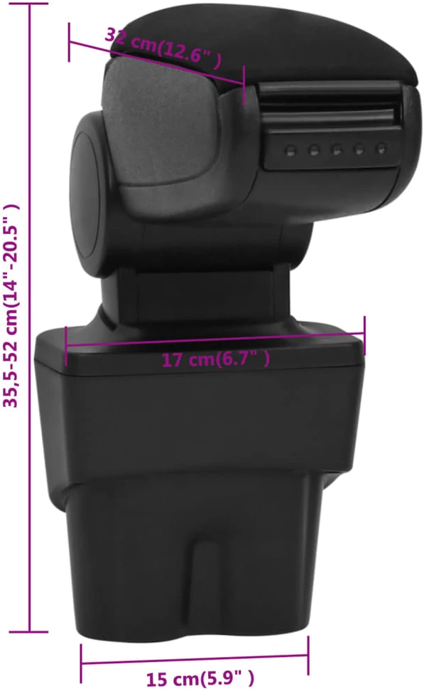 Automobilio porankis, juodos spalvos, 17x32x(35,5–52)cm, ABS