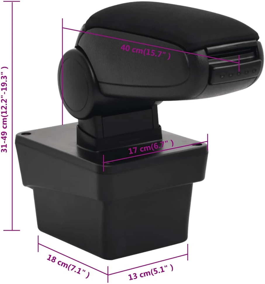 Automobilio porankis, juodos spalvos, 17x40x(31–49)cm, ABS