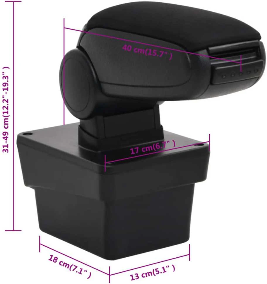 Automobilio porankis, juodos spalvos, 17x40x(31–49)cm, ABS