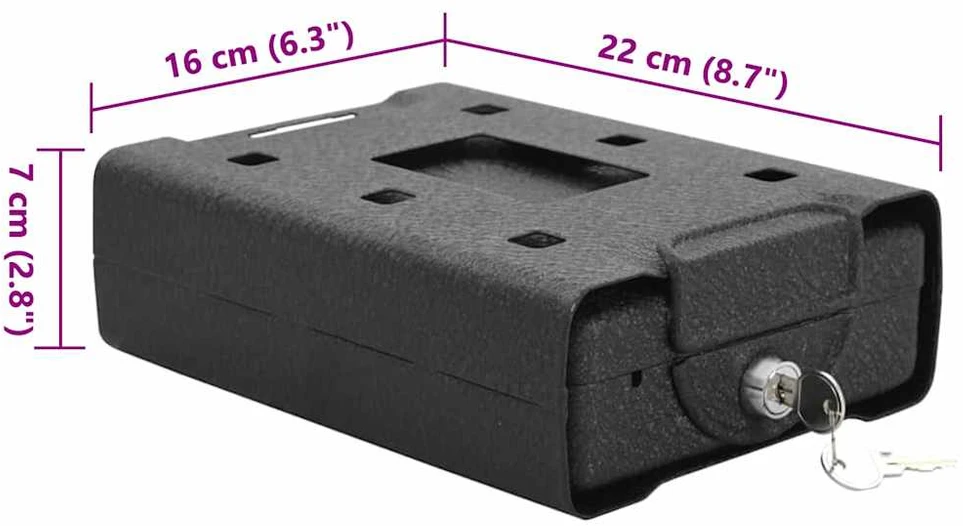 Automobilio Seifas su užraktu Juoda 22 x 16 x 7 cm Plienas