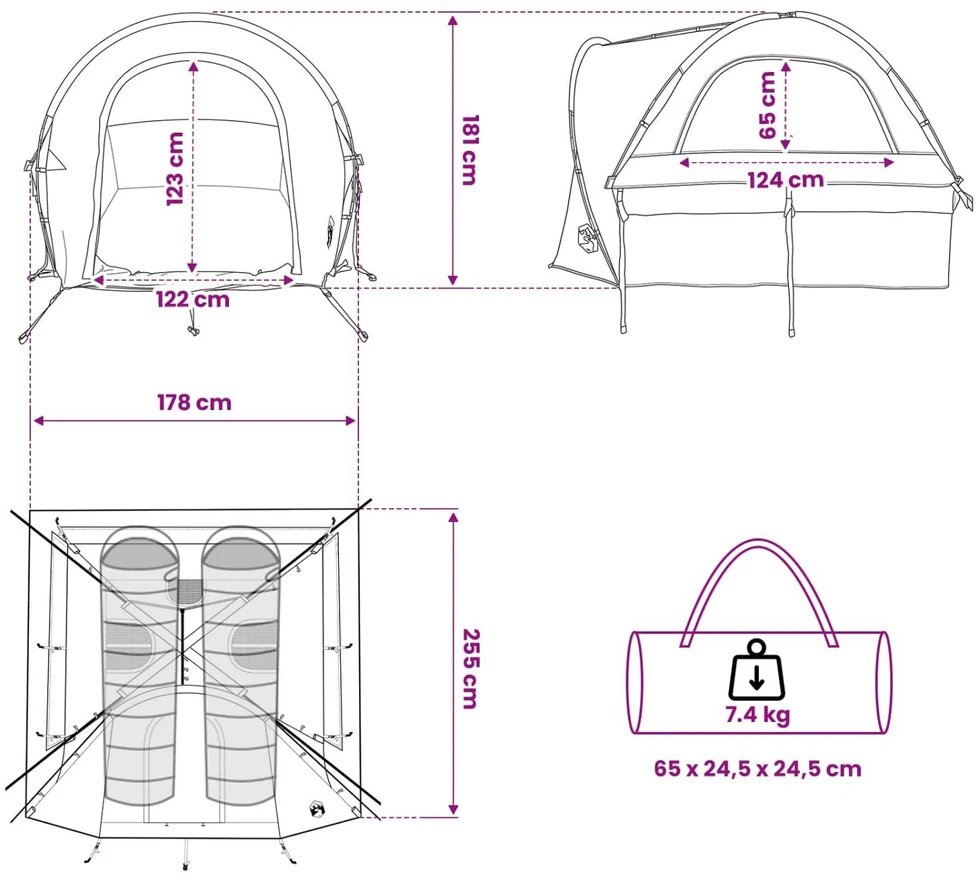 Automobilių palapinė 200 x 170 x 170 cm Mėlyna