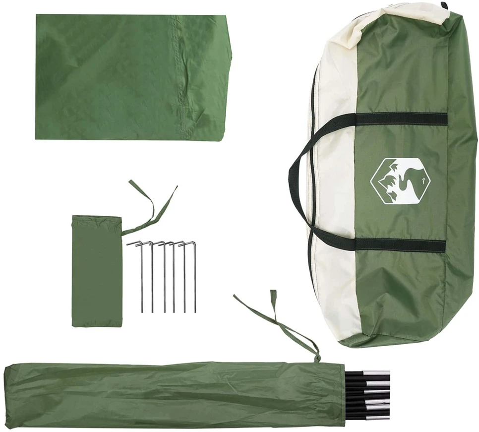 Automobilių palapinė 350 x 250 cm Žalia Poliesteris ir plienas