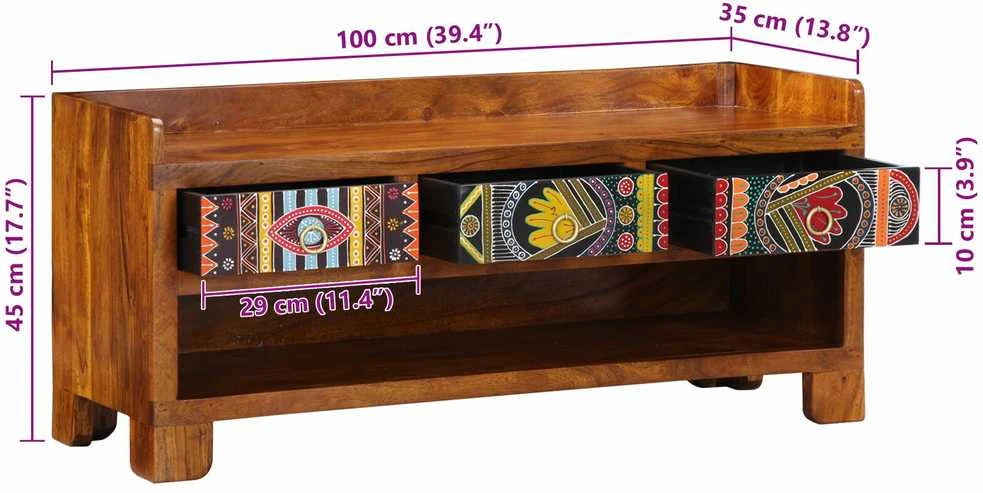 Batų suolelis Medus ruda 100 x 35 x 45 cm Alyvuogių masyvas