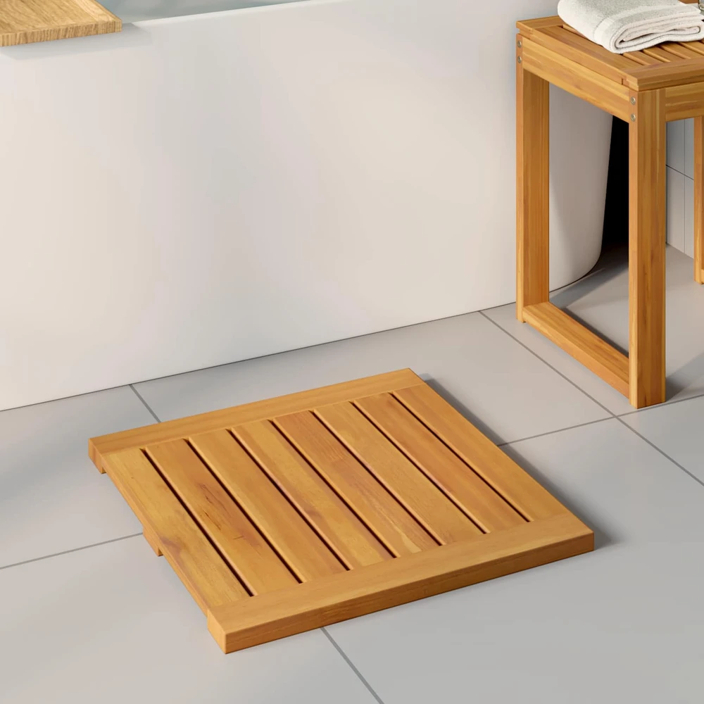 Badematte 2 vnt. Natūrali 50 x 50 cm Kietos akacijos mediena