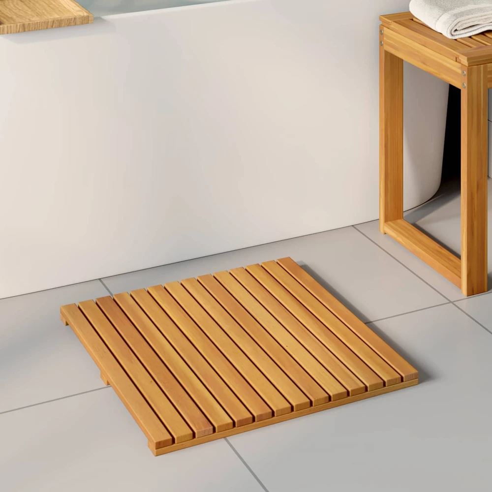 Badematte 2 vnt. Natūrali 50 x 50 cm Kietos akacijos mediena