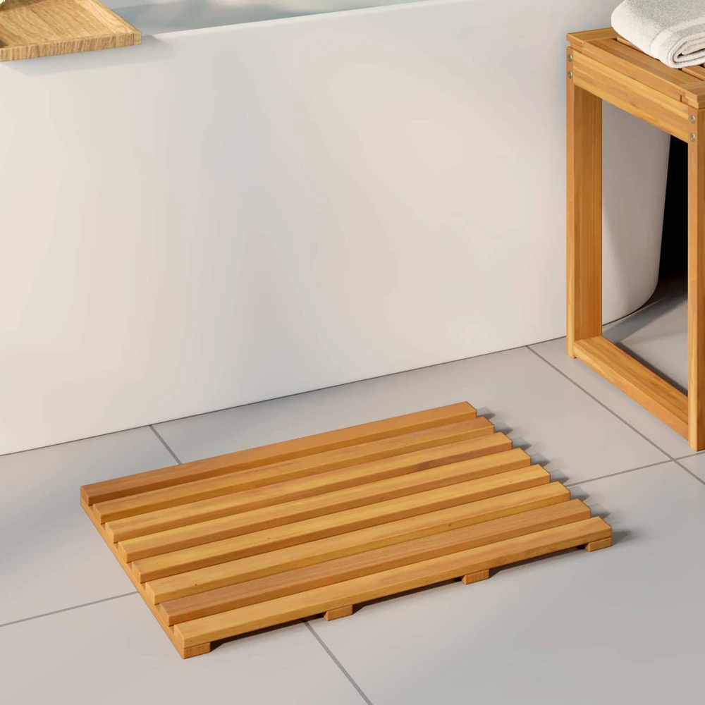 Badematte 2 vnt. Natūrali 56 x 37 cm Kietos akacijos mediena