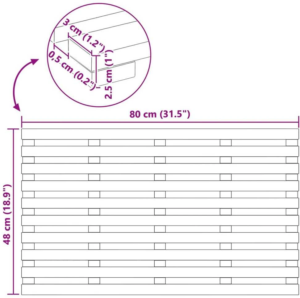 Badematte Ruda 80 x 48 x 2,5 cm Kietos akacijos mediena