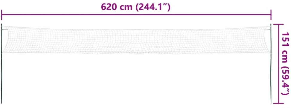 Badmintono rinkinys su 4 raketėmis ir tinkleliu, 620x151cm