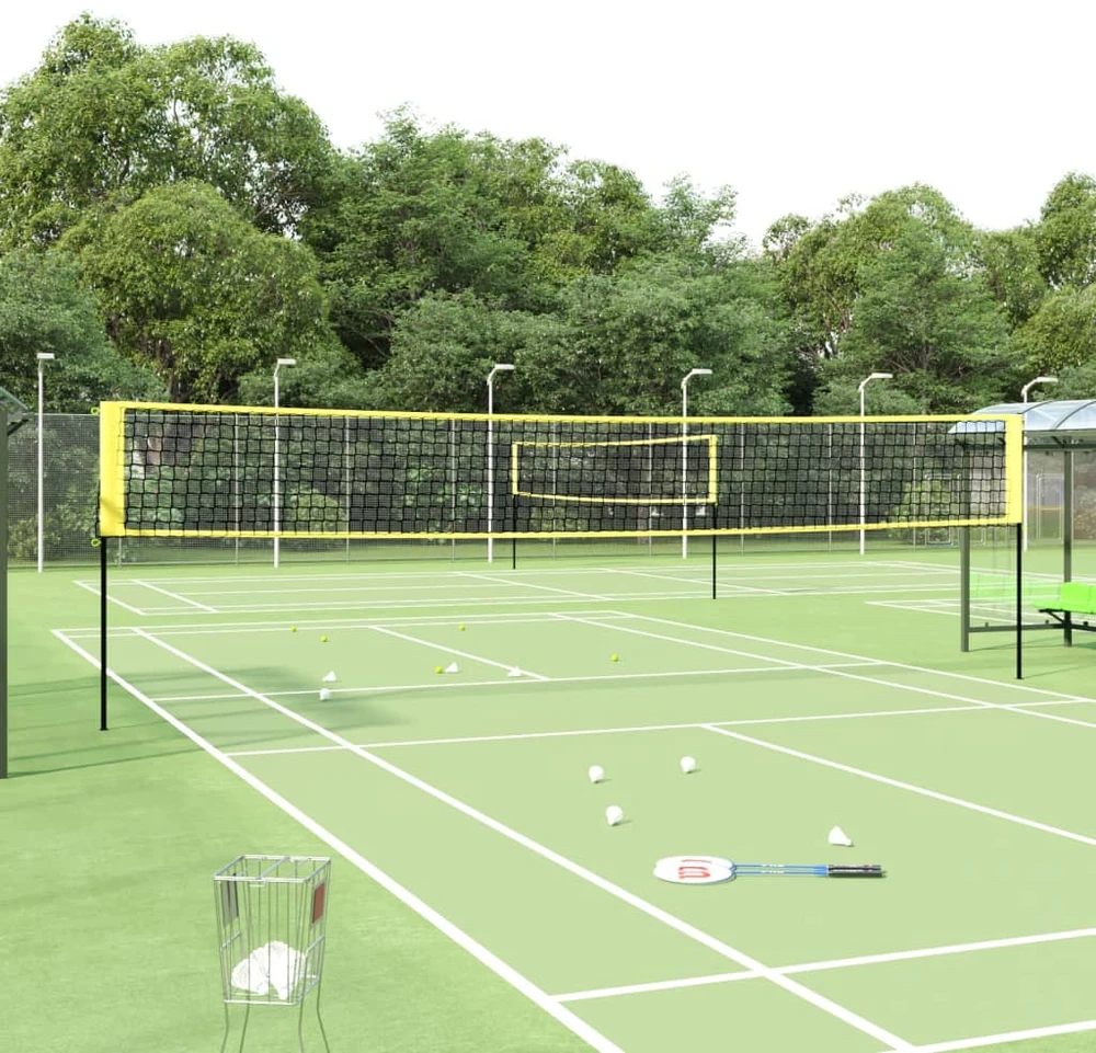 Badmintono tinklas, geltonas ir juodas, 600x155cm, PE audinys