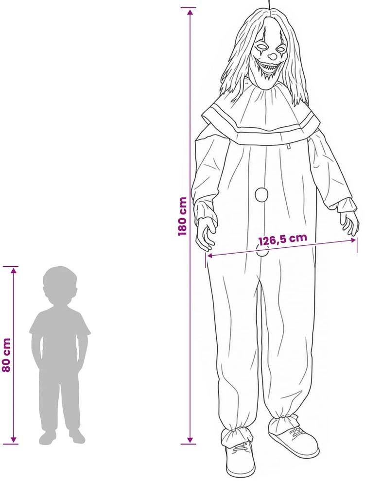 Baisus Helovino klounas SPOOKA Geltona ir mėlyna 126,5 x 180 cm