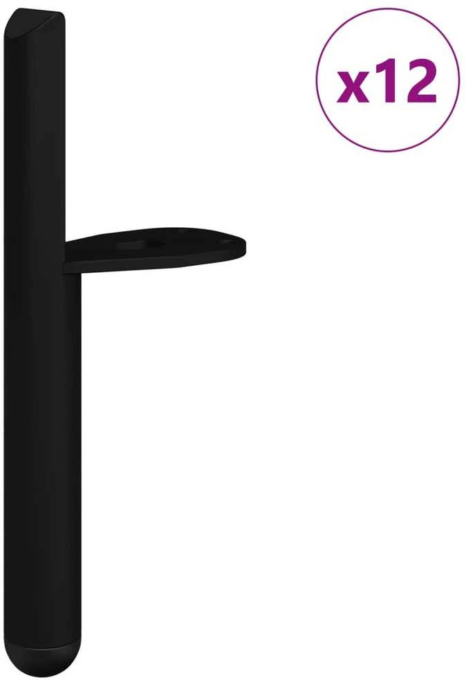 Baldų kojelės 12 vnt. Juoda 66 x 36 x 160 mm Geležis