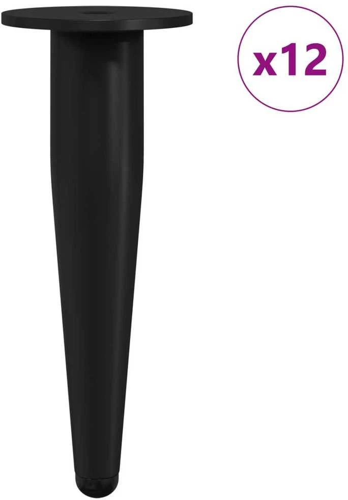Baldų kojelės 12 vnt. Juoda Ø 40 x 98 mm Geležis