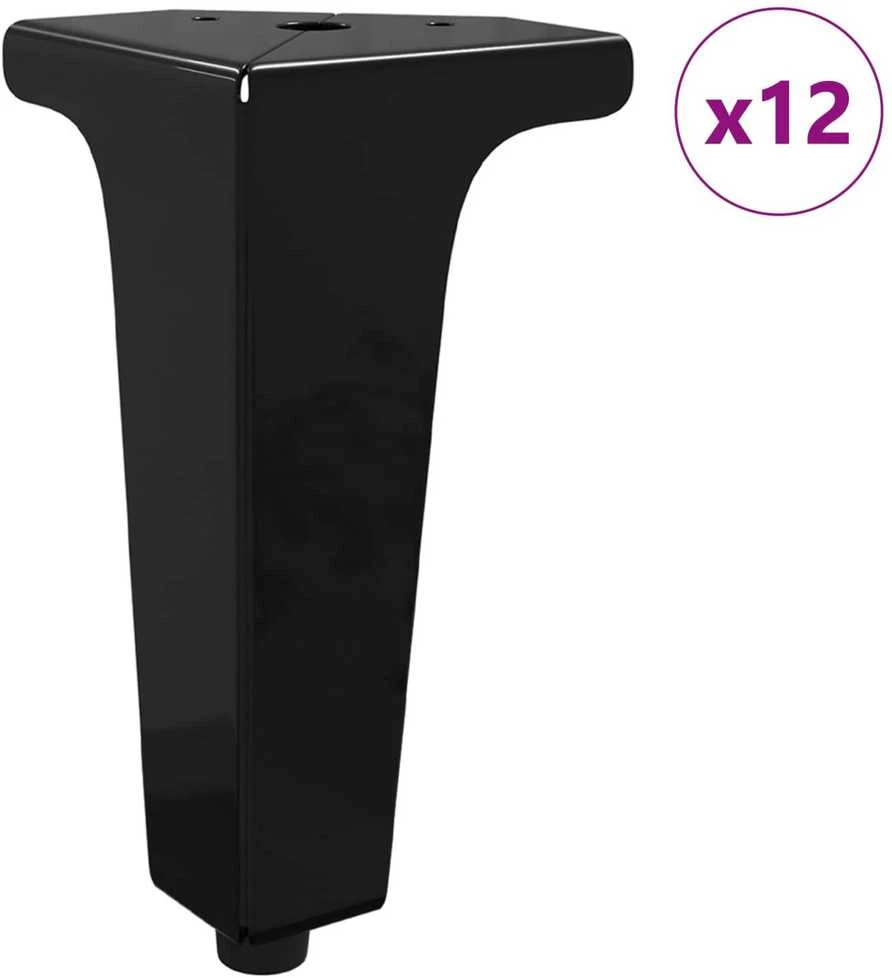 Baldų kojelės 12 vnt. Juoda 54,1 x 54,1 x 100 mm Geležis