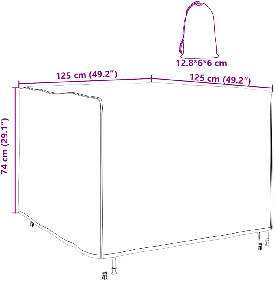 Baldų uždangalas Juoda 125 x 125 x 74 cm 420D Oksfordo audinys