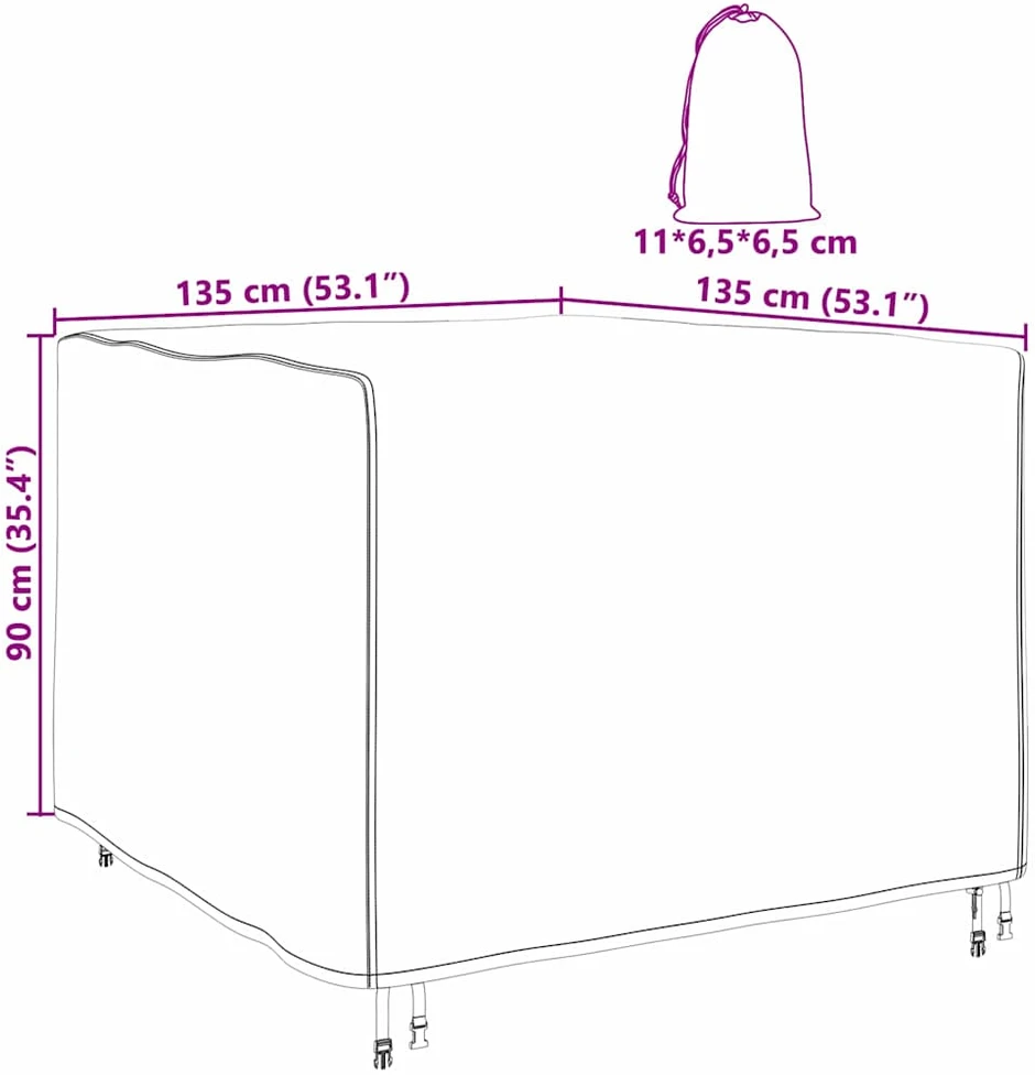 Baldų uždangalas Juoda 135 x 135 x 90 cm 420D Oksfordo audinys