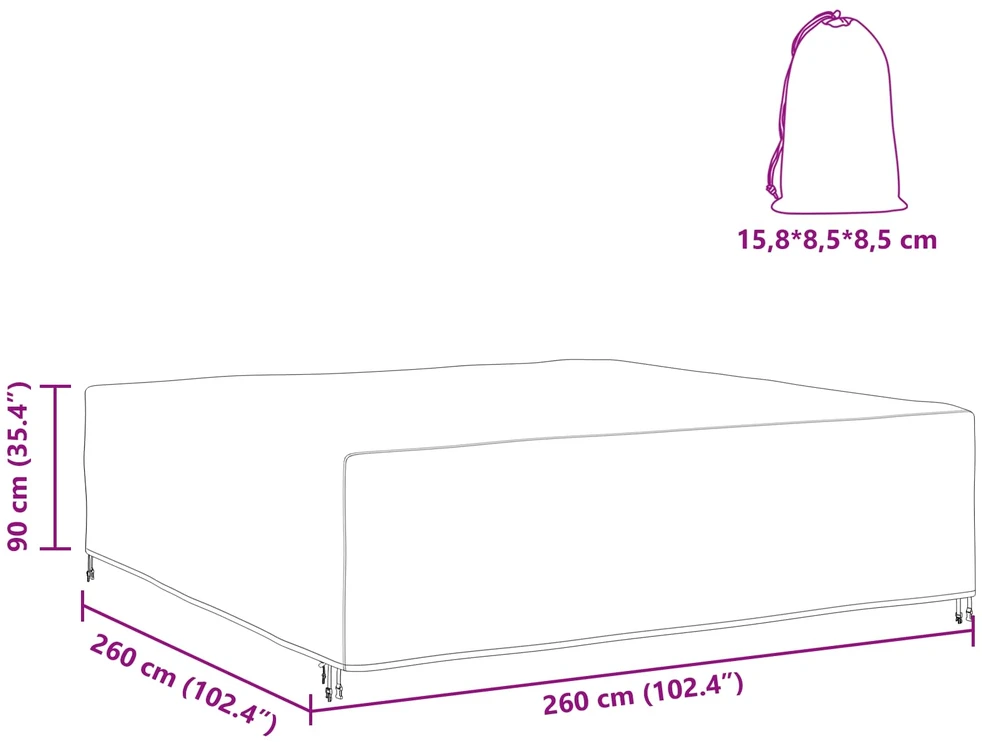 Baldų uždangalas Paprastas Juoda 260 x 260 x 90 cm 210D