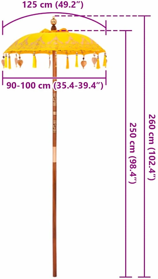 Balinės skėtis 125 x 125 x 260 cm