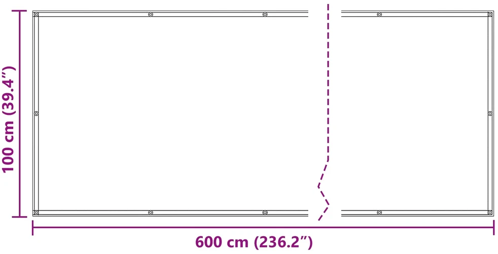 Balkono uždanga 100 x 600 cm Oksfordo audinys Stačiakampio