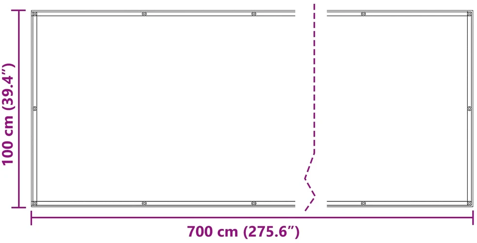 Balkono uždanga 100 x 700 cm Oksfordo audinys Stačiakampio
