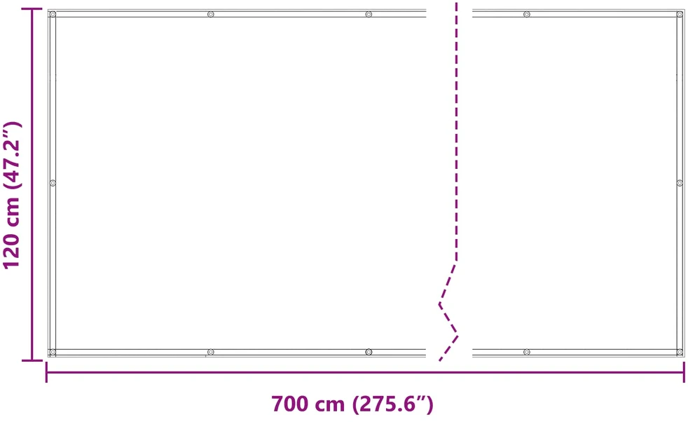 Balkono uždanga 120 x 700 cm Oksfordo audinys Stačiakampio