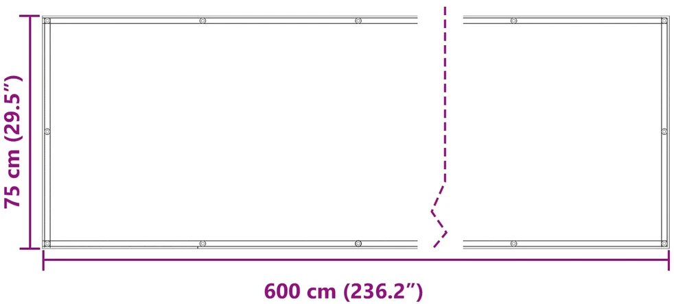 Balkono uždanga 75 x 600 cm Oksfordo audinys Stačiakampio