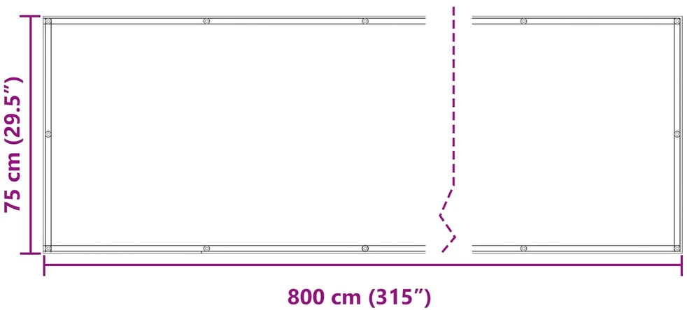 Balkono uždanga 75 x 800 cm Oksfordo audinys Stačiakampio