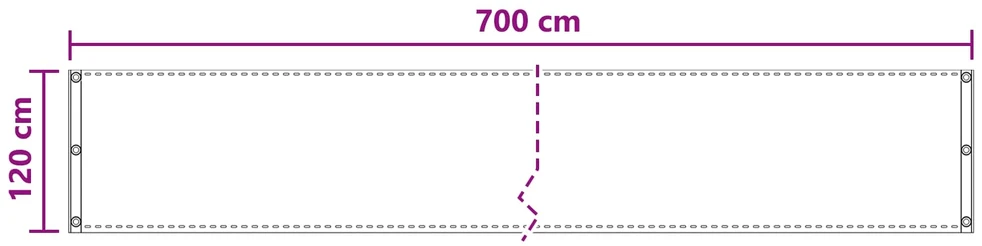 Balkono uždanga Balta 120 x 700 cm HDPE ir aliuminis