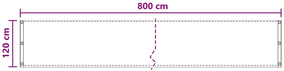 Balkono uždanga Balta 120 x 800 cm HDPE ir aliuminis