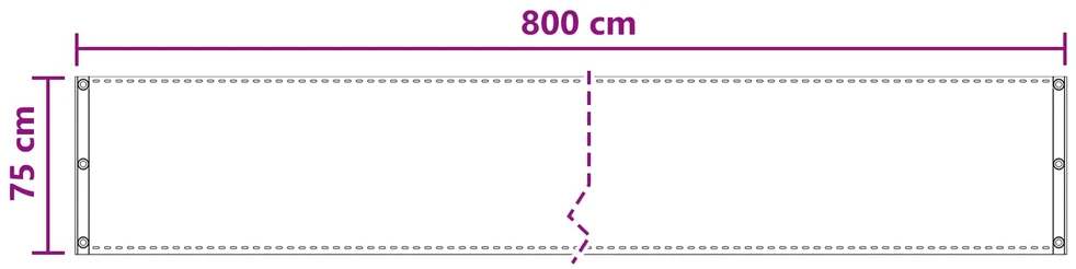 Balkono uždanga Balta 75 x 800 cm HDPE ir aliuminis