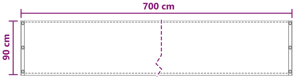 Balkono uždanga Balta 90 x 700 cm HDPE ir aliuminis