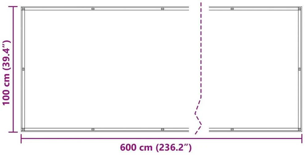 Balkono Ekranas 100 x 600 cm Oksfordo audinys Stačiakampio