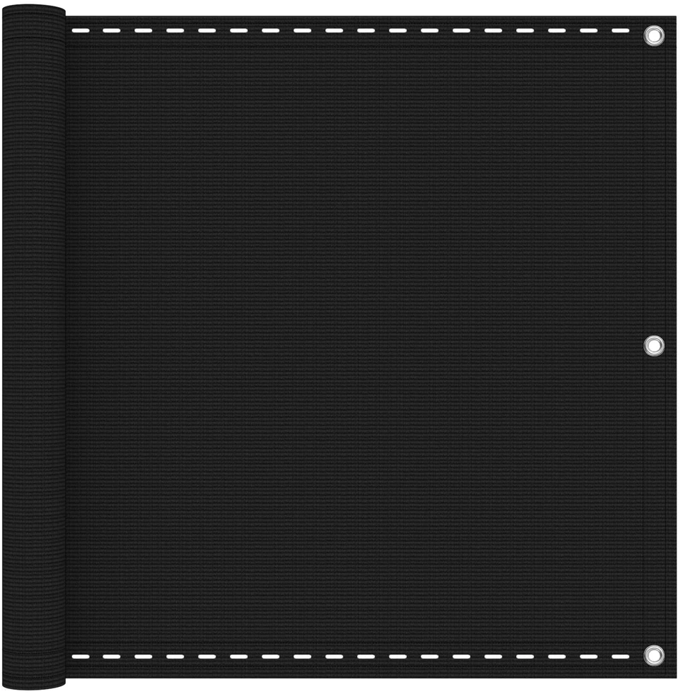 Balkono uždanga Juoda 75 x 1000 cm HDPE ir aliuminis