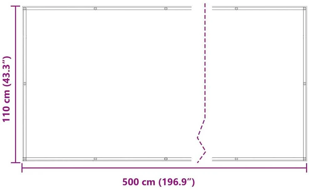 Balkono Ekranas 110 x 500 cm Oksfordo audinys Stačiakampio