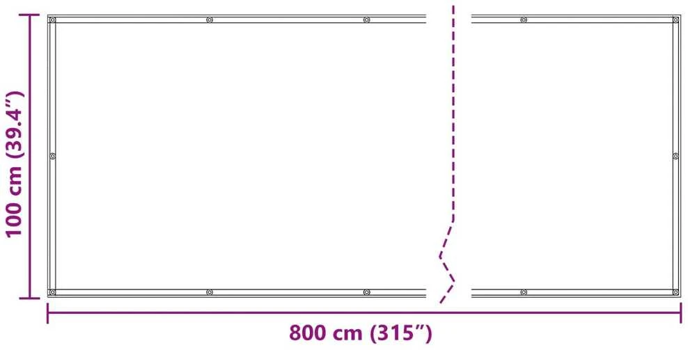 Balkono uždanga 100 x 800 cm Oksfordo audinys Stačiakampio Ruda