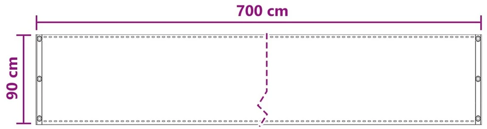 Balkono Ekranas Smėlio 90 x 700 cm HDPE ir aliuminis
