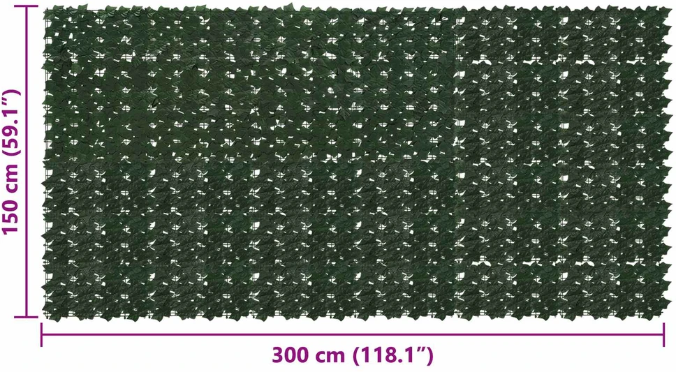 Balkono uždanga su lapais Tamsiai žalia 300 x 150 cm