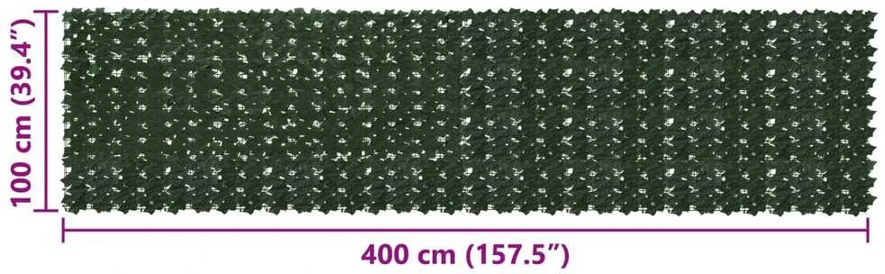 Balkono uždanga su lapais Tamsiai žalia 400 x 100 cm