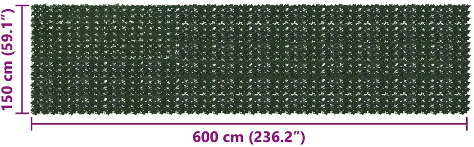 Balkono uždanga su lapais Tamsiai žalia 600 x 150 cm