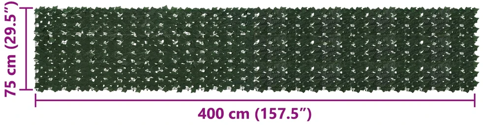 Balkono uždanga su lapais Tamsiai žalia 400 x 75 cm