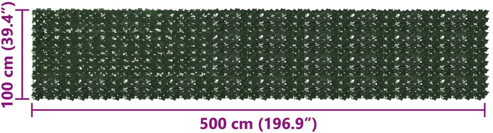Balkono uždanga su lapais Tamsiai žalia 500 x 100 cm
