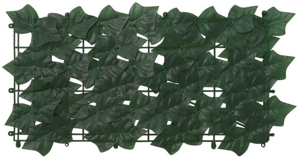 Balkono uždanga su lapais Tamsiai žalia 600 x 100 cm