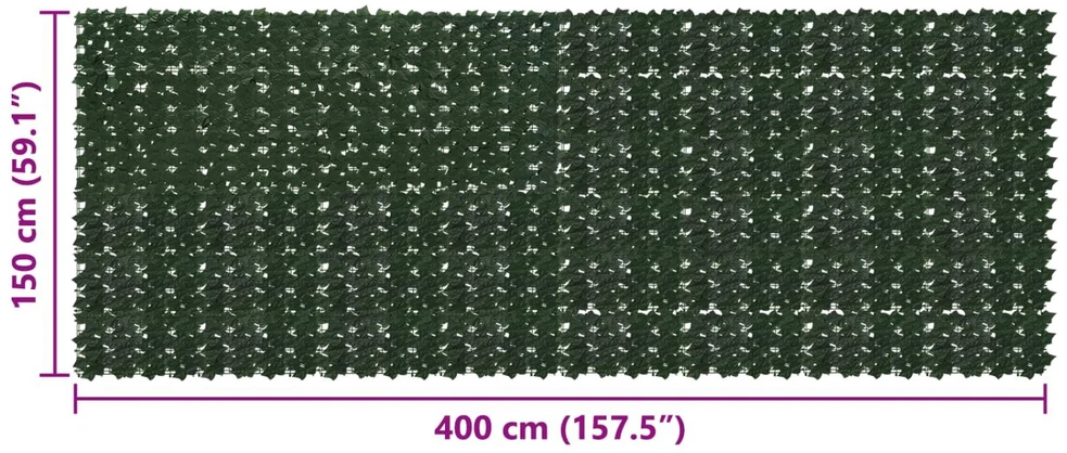 Balkono uždanga su lapais Tamsiai žalia 400 x 150 cm