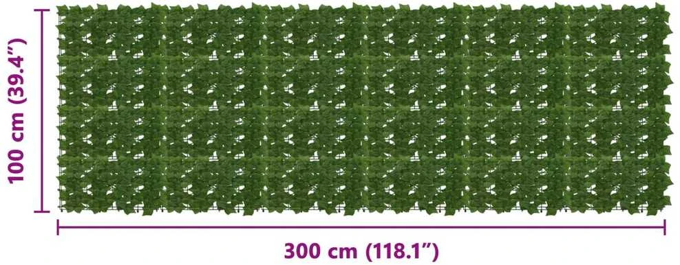 Balkono uždanga su lapais Žalia 300 x 100 cm
