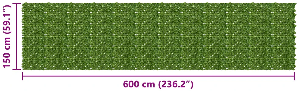 Balkono uždanga su lapais Žalia ir geltona 600 x 150 cm