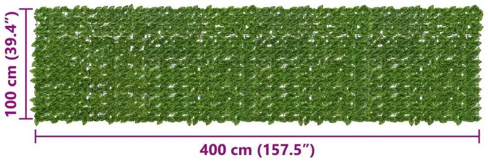 Balkono uždanga su lapais Žalia ir geltona 400 x 100 cm