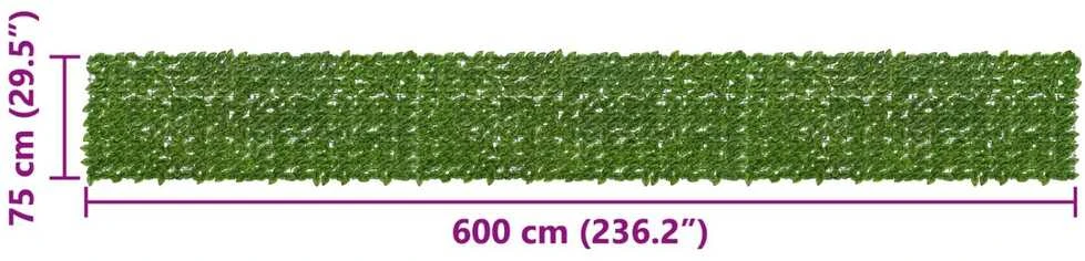 Balkono uždanga su lapais Žalia ir geltona 600 x 75 cm