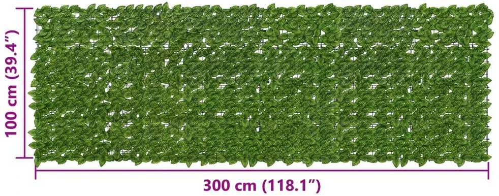 Balkono uždanga su lapais Žalia ir geltona 300 x 100 cm