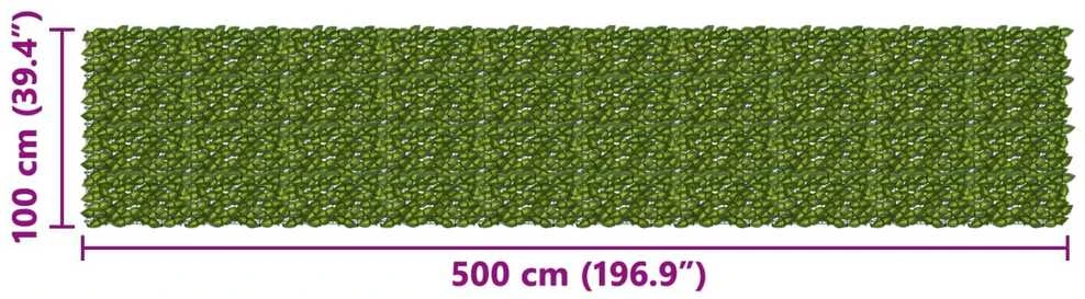 Balkono uždanga su lapais Žalia ir geltona 500 x 100 cm