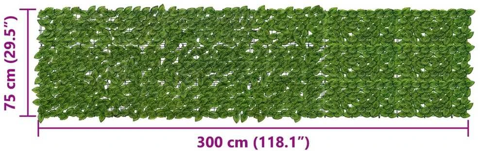Balkono uždanga su lapais Žalia ir geltona 300 x 75 cm