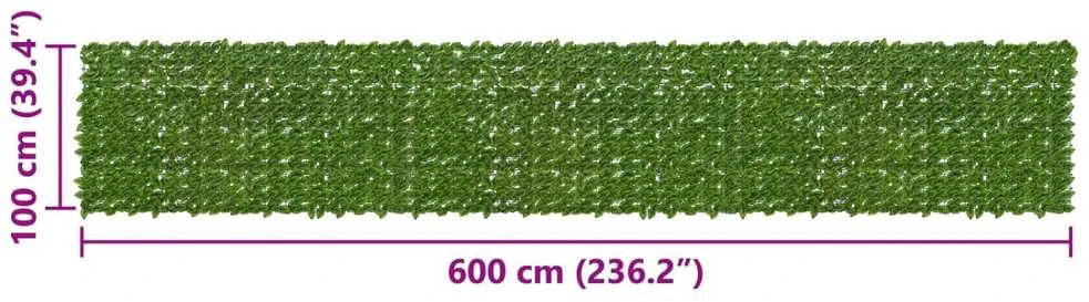 Balkono uždanga su lapais Žalia ir geltona 600 x 100 cm